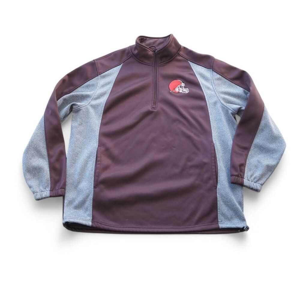 NFL Merchandise Cleveland Brown Helmet Quarter Zip‎ Pullover Sweatshirt Men XXL